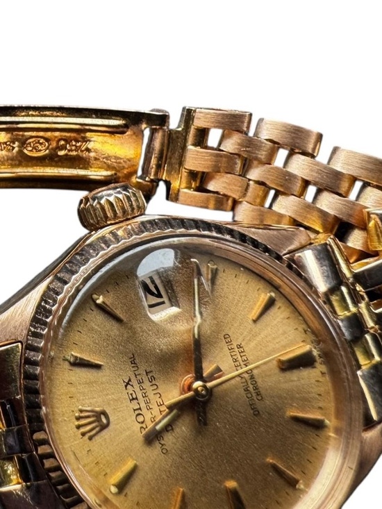 1960\'s Rolex Ladies Datejust 18K Pink Gold Watch 6517 Champagne Dial #24698 main image 16